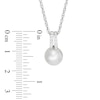 Thumbnail Image 2 of 7.0-8.0mm Freshwater Cultured Pearl and Lab-Created White Sapphire Double Row Pendant in Sterling Silver