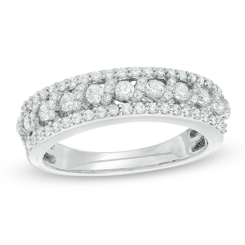Main Image 1 of 3/4 CT. T.W. Diamond Slant Anniversary Band in 14K White Gold