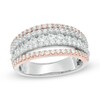Thumbnail Image 1 of 1-1/2 CT. T.W. Diamond Five Row Anniversary Band in 14K Two-Tone Gold