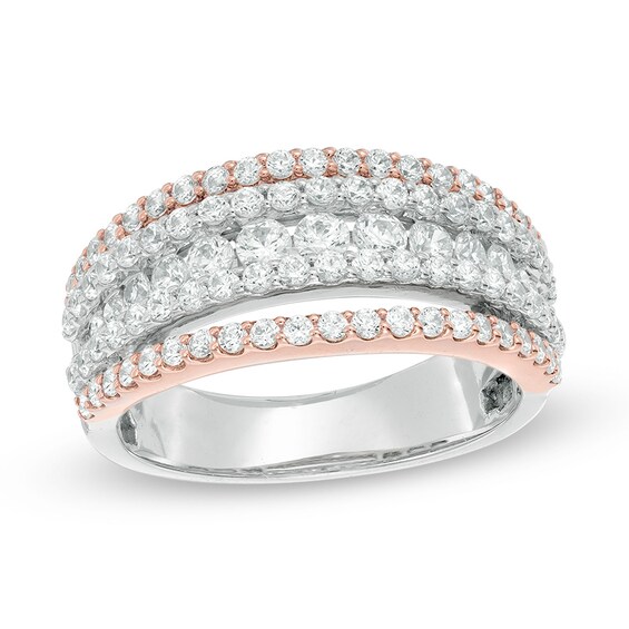 1-1/2 CT. T.w. Diamond Five Row Anniversary Band in 14K Two-Tone Gold