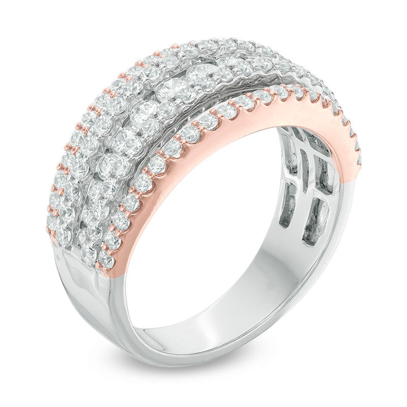 Main Image 2 of 1-1/2 CT. T.W. Diamond Five Row Anniversary Band in 14K Two-Tone Gold