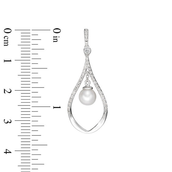 5.0-6.0mm Freshwater Cultured Pearl and White Topaz Teardrop Earrings in Sterling Silver