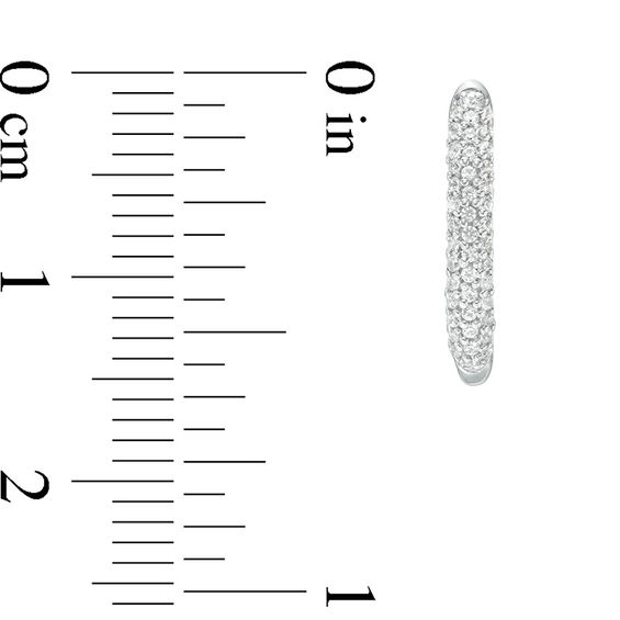 1/4 CT. T.w. Diamond Dome Hoop Earrings in 10K White Gold