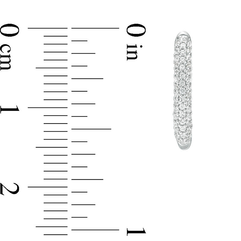 Main Image 2 of 1/4 CT. T.W. Diamond Dome Hoop Earrings in 10K White Gold