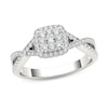 Thumbnail Image 0 of 3/8 CT. T.W. Composite Diamond Square Frame Crossover Engagement Ring in 14K White Gold