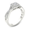 Thumbnail Image 1 of 3/8 CT. T.W. Composite Diamond Square Frame Crossover Engagement Ring in 14K White Gold