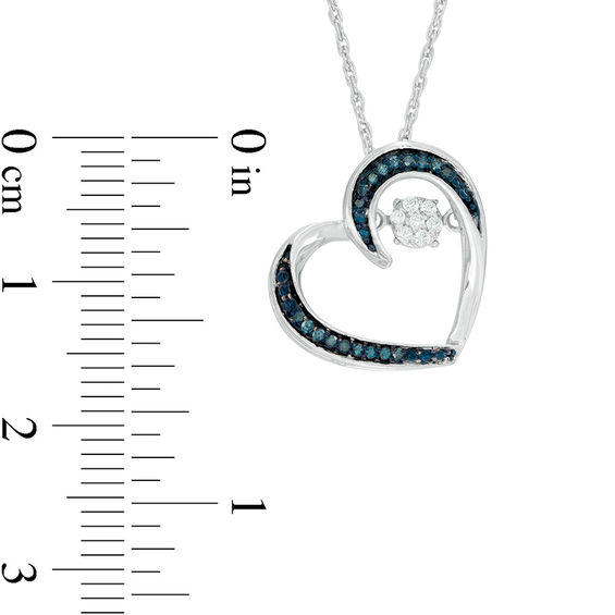 0.09 CT. T.w. Enhanced Blue and White Composite Diamond Tilted Heart Pendant in Sterling Silver
