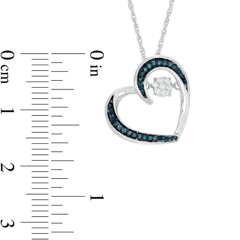 Main Image 2 of 0.09 CT. T.W. Enhanced Blue and White Composite Diamond Tilted Heart Pendant in Sterling Silver