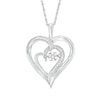 Thumbnail Image 0 of 0.07 CT. T.W. Diamond Composite Double Heart Pendant in Sterling Silver