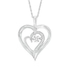 Thumbnail Image 1 of 0.07 CT. T.W. Diamond Composite Double Heart Pendant in Sterling Silver