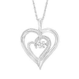 0.07 CT. T.W. Diamond Composite Double Heart Pendant in Sterling Silver