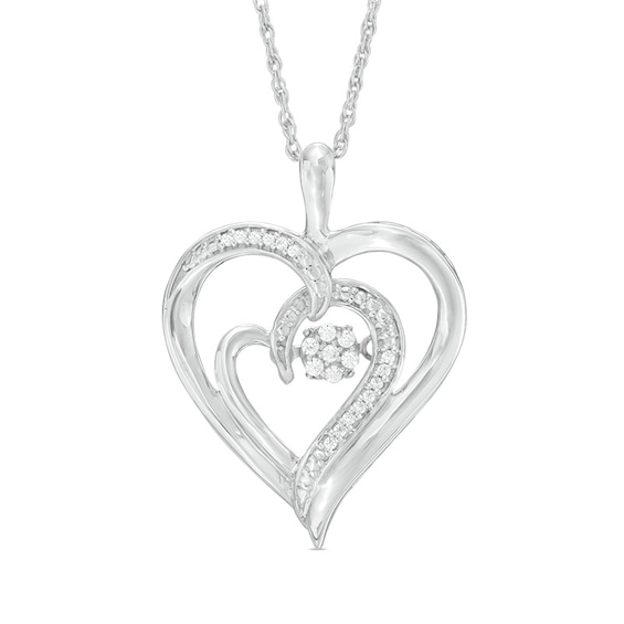 0.07 CT. T.w. Diamond Composite Double Heart Pendant in Sterling Silver