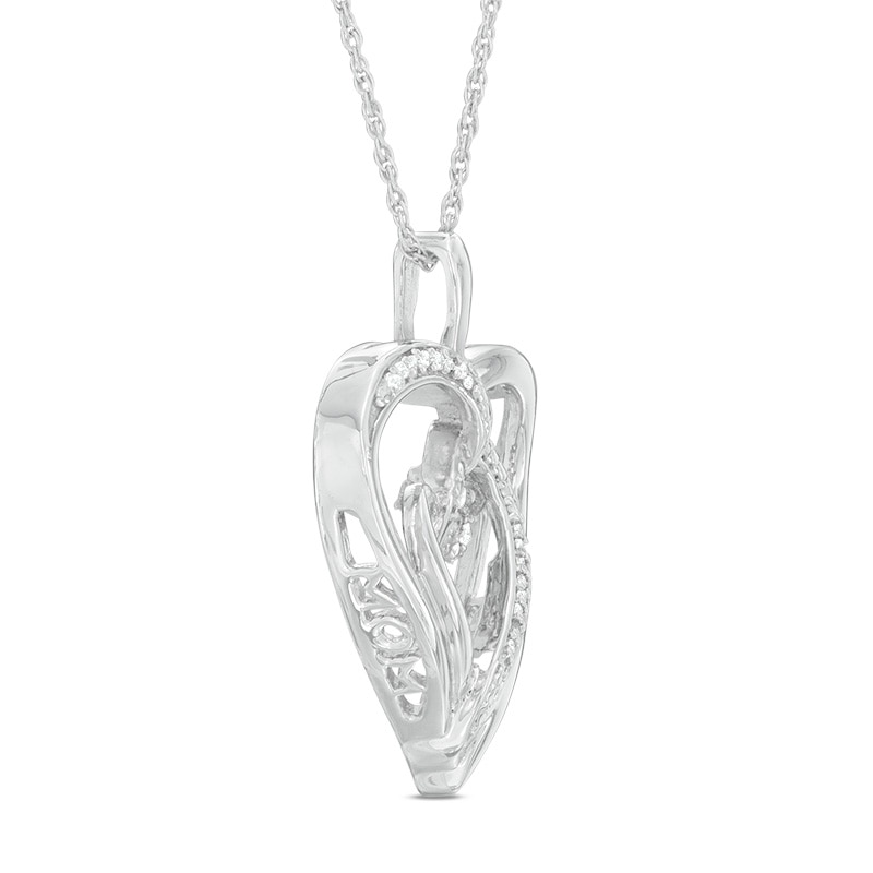 0.07 CT. T.W. Diamond Composite Double Heart Pendant in Sterling Silver