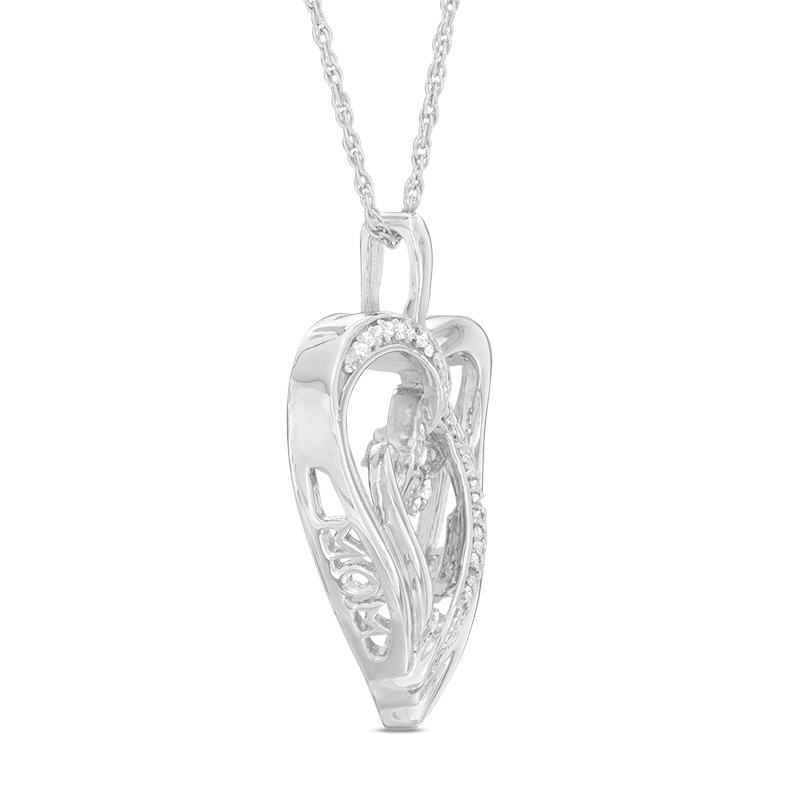 Main Image 2 of 0.07 CT. T.W. Diamond Composite Double Heart Pendant in Sterling Silver