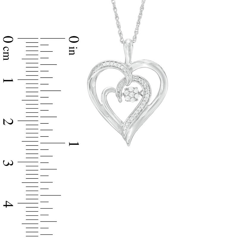 Main Image 3 of 0.07 CT. T.W. Diamond Composite Double Heart Pendant in Sterling Silver