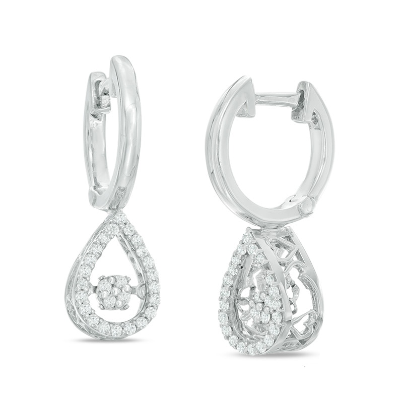 Main Image 1 of 0.23 CT. T.W. Composite Diamond Pear-Shaped Drop Earrings in Sterling Silver