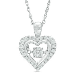 0.18 CT. T.W. Composite Diamond Frame Heart Pendant in Sterling Silver