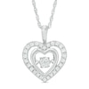 Thumbnail Image 1 of 0.18 CT. T.W. Composite Diamond Double Heart Pendant in Sterling Silver