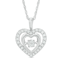 0.18 CT. T.W. Composite Diamond Double Heart Pendant in Sterling Silver