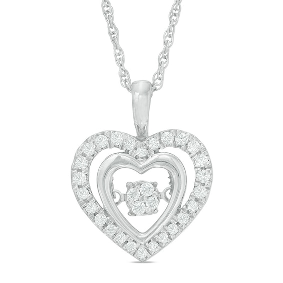 0.18 CT. T.w. Composite Diamond Double Heart Pendant in Sterling Silver