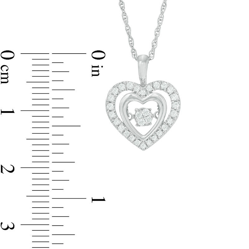 Main Image 2 of 0.18 CT. T.W. Composite Diamond Double Heart Pendant in Sterling Silver