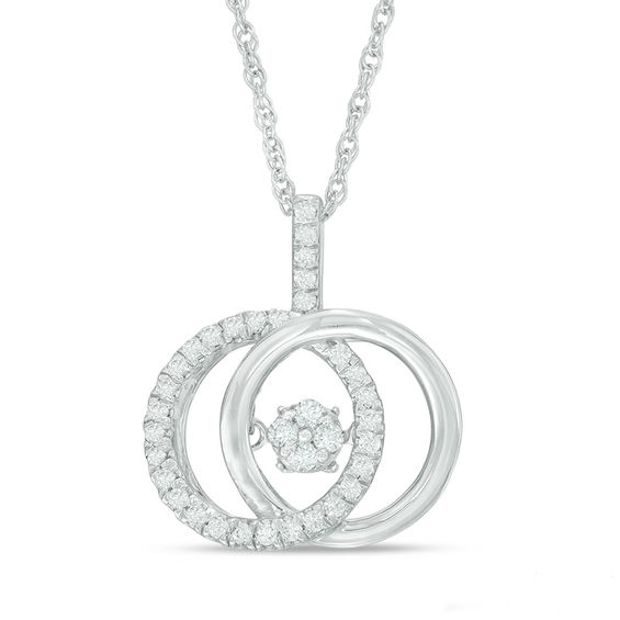 0.23 CT. T.w. Composite Diamond Interlocking Circles Pendant in Sterling Silver