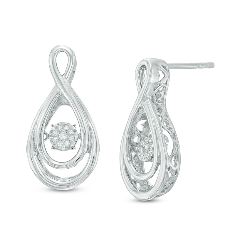Main Image 1 of Composite Diamond Accent Infinity Drop Earrings in Sterling Silver