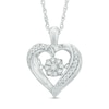 Thumbnail Image 0 of 0.07 CT. T.W. Diamond Composite Heart Frame Pendant in Sterling Silver