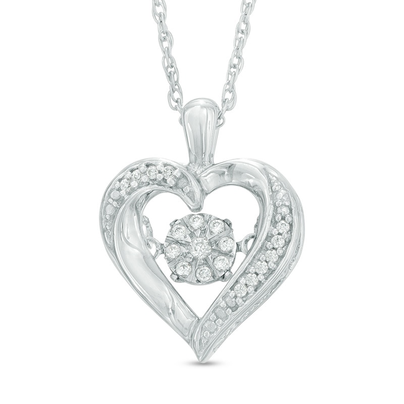 0.07 CT. T.W. Diamond Composite Heart Frame Pendant in Sterling Silver
