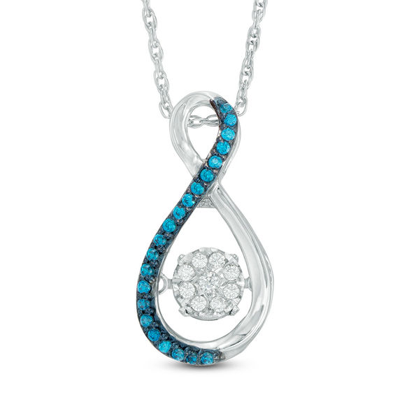 0.15 CT. T.w. Enhanced Blue and White Composite Diamond Infinity Pendant in Sterling Silver