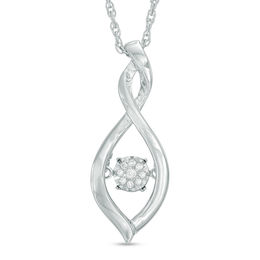 Composite Diamond Accent Twist Infinity Pendant in Sterling Silver
