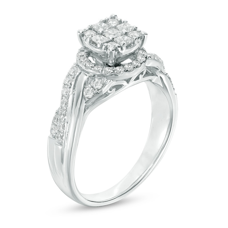 3/4 CT. T.W. Princess-Cut Composite Diamond Frame Ring in 10K White Gold