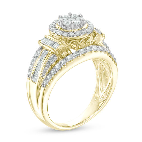 1 CT. T.w. Composite Diamond Flower Collar Engagement Ring in 10K Gold