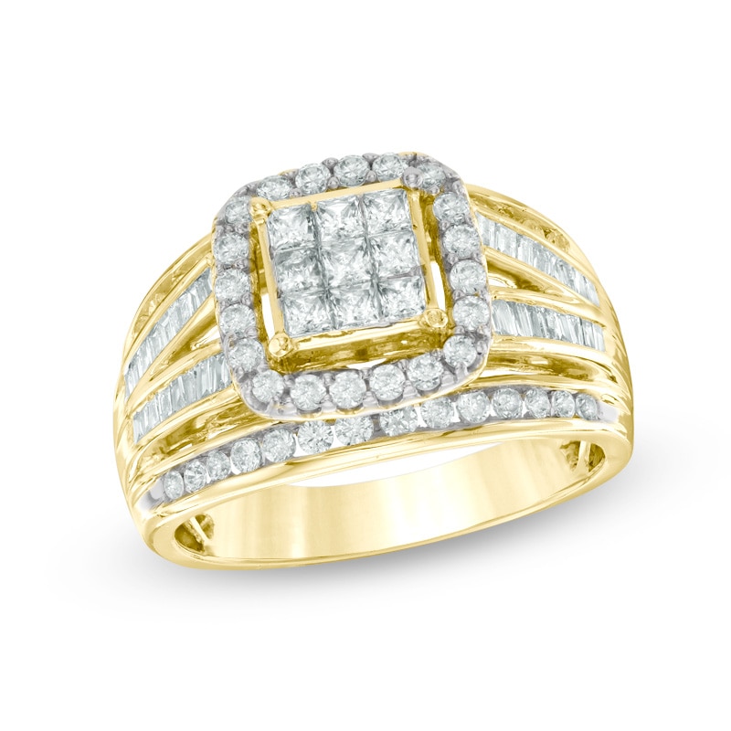 Main Image 1 of 1 CT. T.W. Princess-Cut Composite Diamond Frame Engagement Ring in 10K Gold