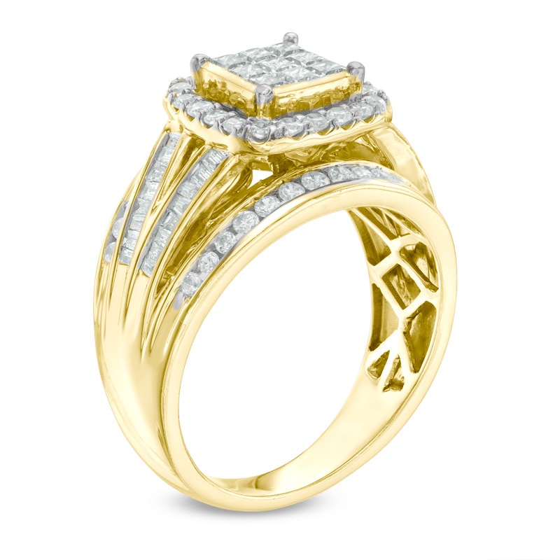 Main Image 2 of 1 CT. T.W. Princess-Cut Composite Diamond Frame Engagement Ring in 10K Gold