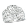 Thumbnail Image 1 of 2 CT. T.W. Baguette and Round Diamond Knot Ring in 10K White Gold