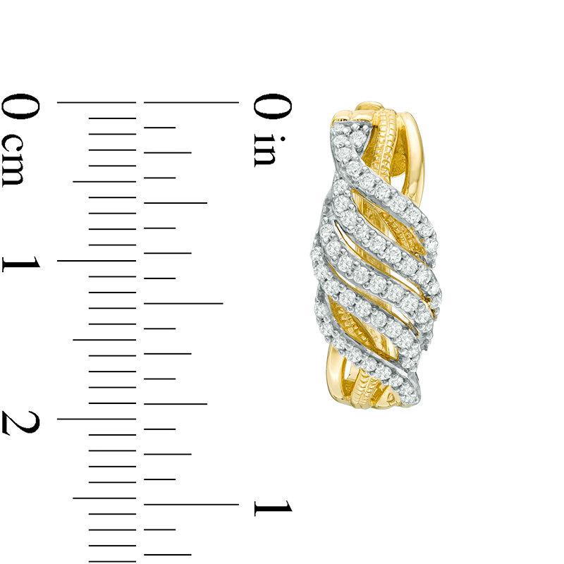 Main Image 2 of 1/2 CT. T.W. Diamond Swirl Vintage-Style Hoop Earrings in 10K Gold