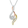Thumbnail Image 1 of 1/3 CT. T.W. Diamond Composite Swirl Pendant in 10K Tri-Tone Gold