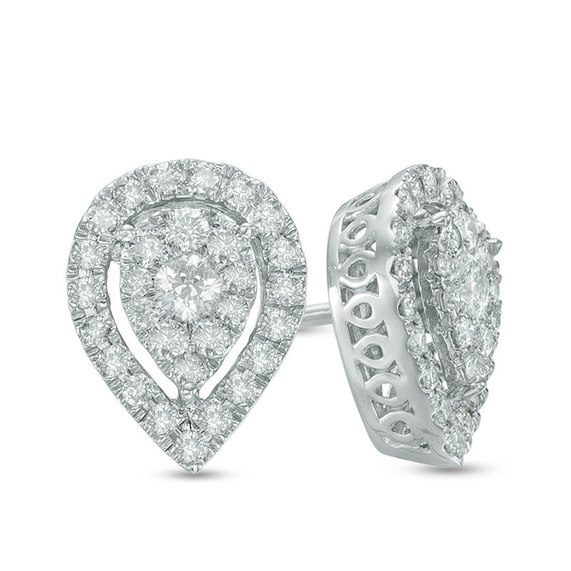 Main Image 1 of 1/2 CT. T.W. Composite Diamond Pear-Shaped Stud Earrings in 10K White Gold