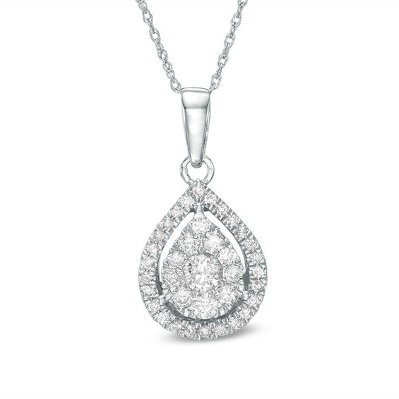 1/2 CT. T.w. Diamond Teardrop Frame Pendant in 10K White Gold