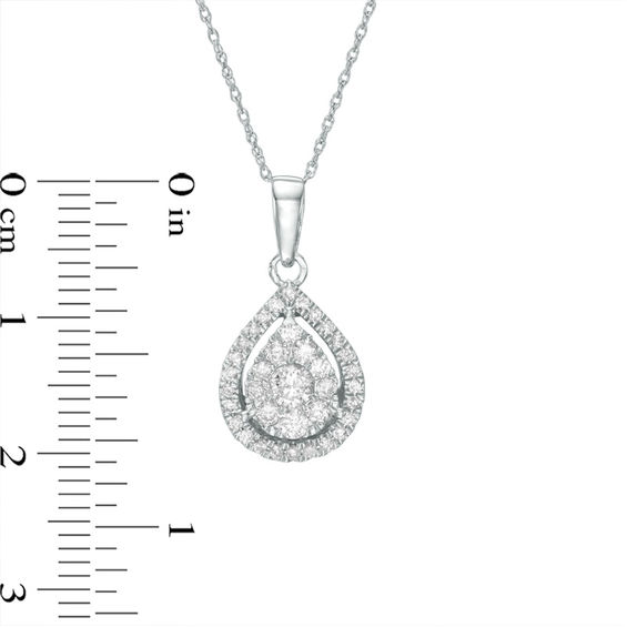 1/2 CT. T.w. Diamond Teardrop Frame Pendant in 10K White Gold