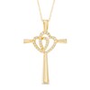Thumbnail Image 1 of 1/8 CT. T.W. Diamond Interlocking Hearts Cross Pendant in 10K Gold