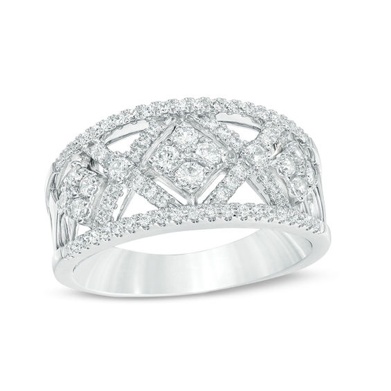 1/2 CT. T.w. Diamond Geometric Ring in 10K White Gold