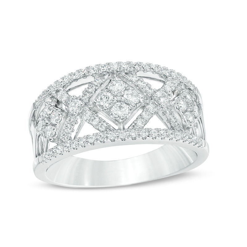 Main Image 1 of 1/2 CT. T.W. Diamond Geometric Ring in 10K White Gold