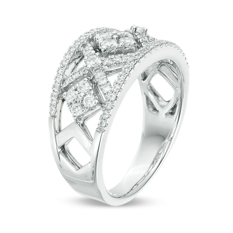 Main Image 2 of 1/2 CT. T.W. Diamond Geometric Ring in 10K White Gold