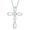 Thumbnail Image 1 of Diamond Accent Twist Cross Pendant in Sterling Silver