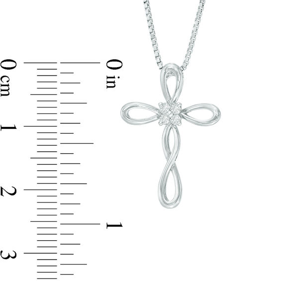 Diamond Accent Twist Cross Pendant in Sterling Silver