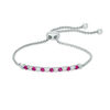 Thumbnail Image 1 of Lab-Created Ruby and White Sapphire Bolo Bracelet in Sterling Silver - 8.5"