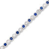 Thumbnail Image 1 of Lab-Created Blue and White Sapphire Tennis Bracelet in Sterling Silver - 7.25"