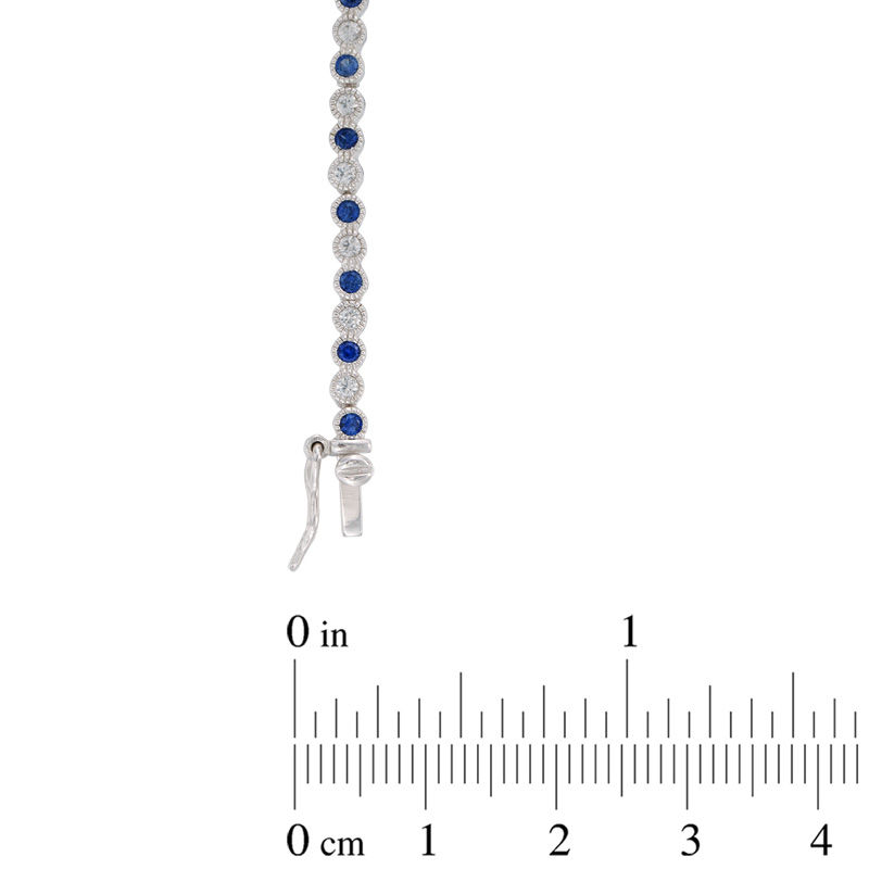 Lab-Created Blue and White Sapphire Tennis Bracelet in Sterling Silver - 7.25"